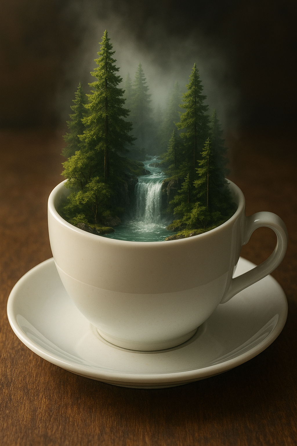 Miniature Forest Waterfall Coffee Cup