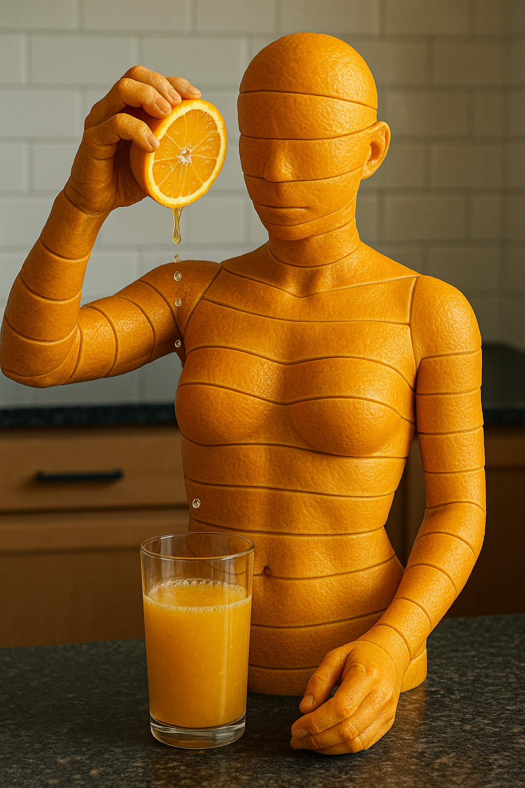 Orange Peel Humanoid Squeezing Orange