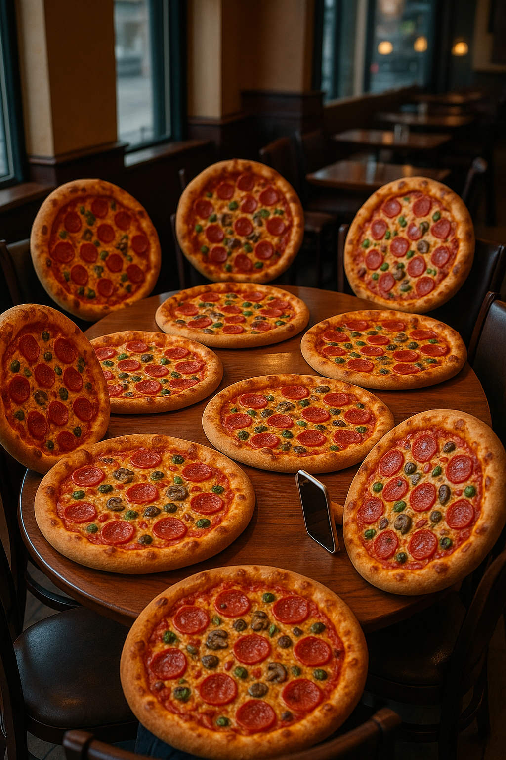 Pepperoni Pizza Table Pizzeria