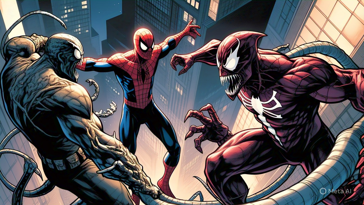 Spiderman Vs Symbiotes Neon City 1