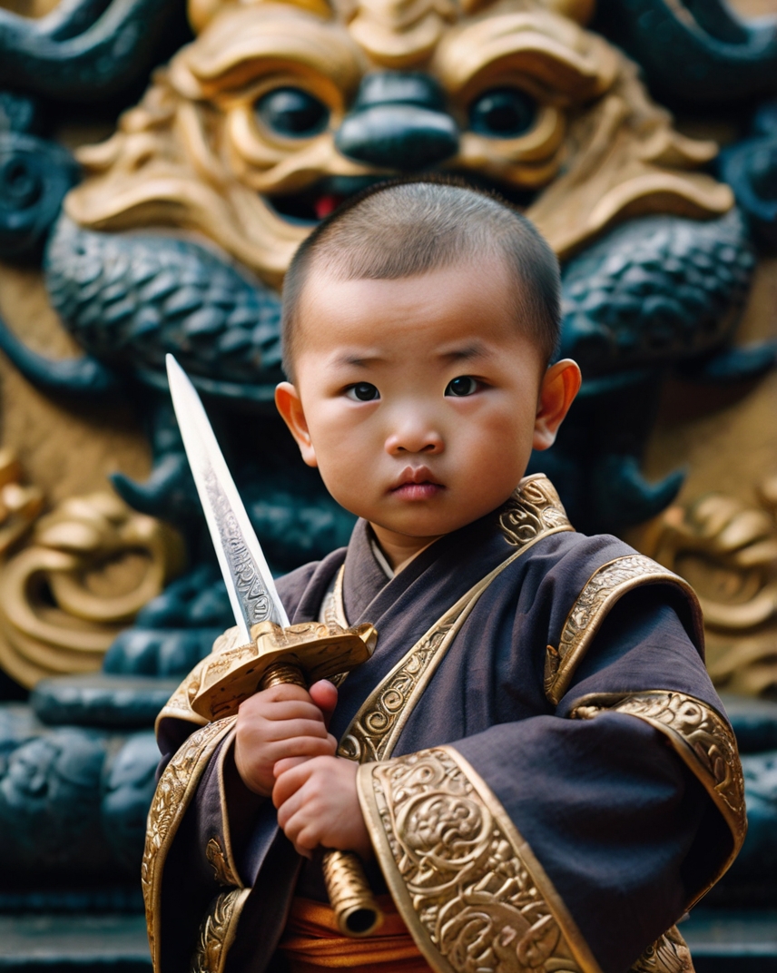 Toddler Monk Warrior Temple Portrait 1