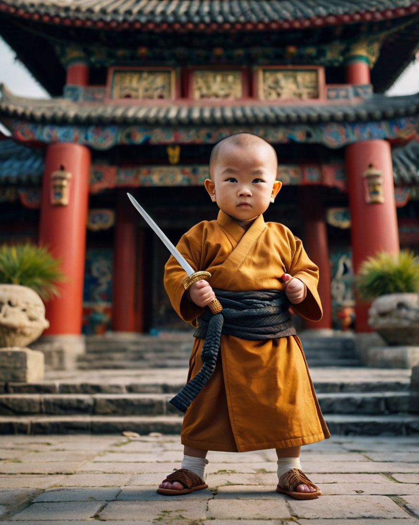 Toddler Monk Warrior Temple Portrait 3