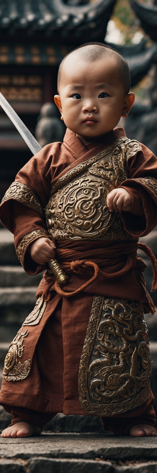 Toddler Monk Warrior Temple Portrait 4