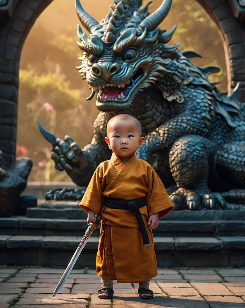 Toddler Monk Warrior Temple Portrait 5