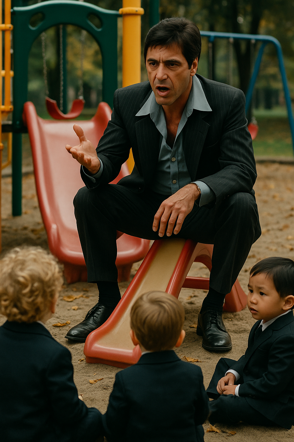 Tony Montana Talking To Kids On Playground