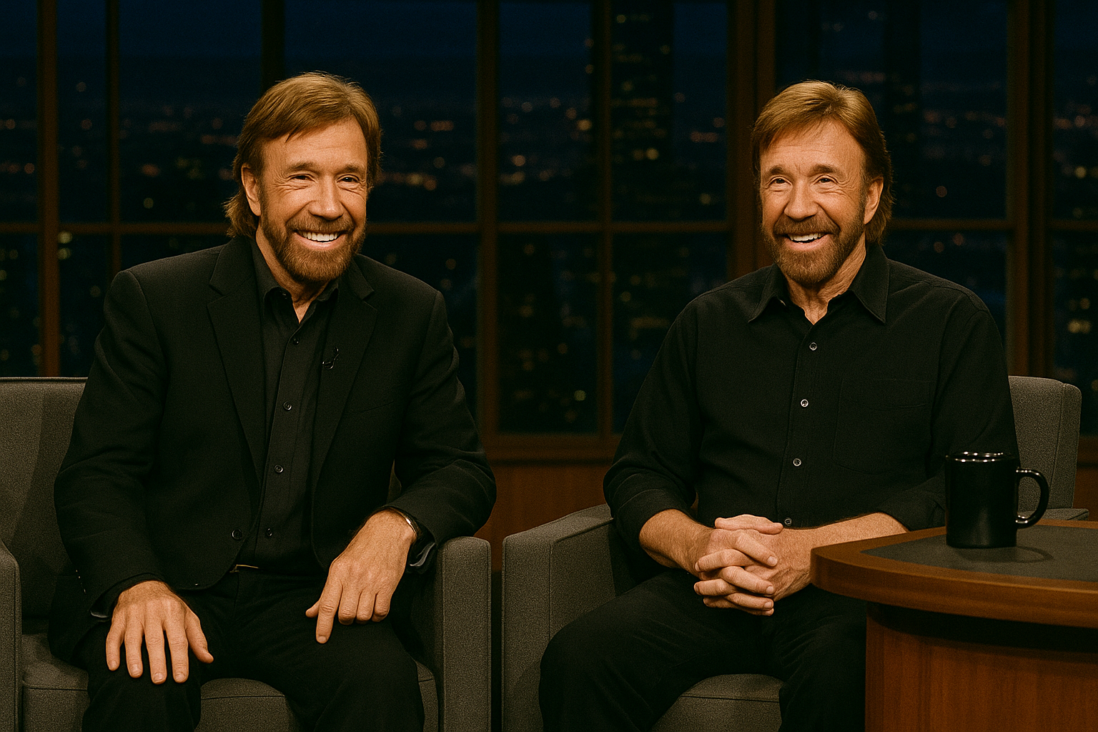 Two Chuck Norrises Talk Show Set
