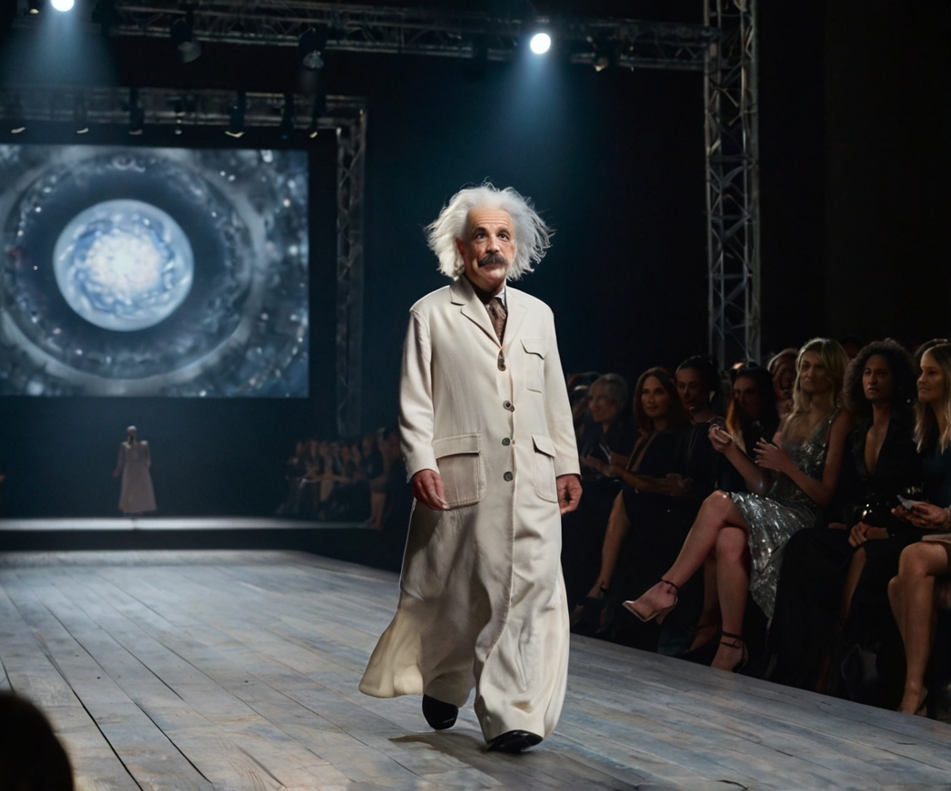 Albert Einstein Fashion Runway Scene
