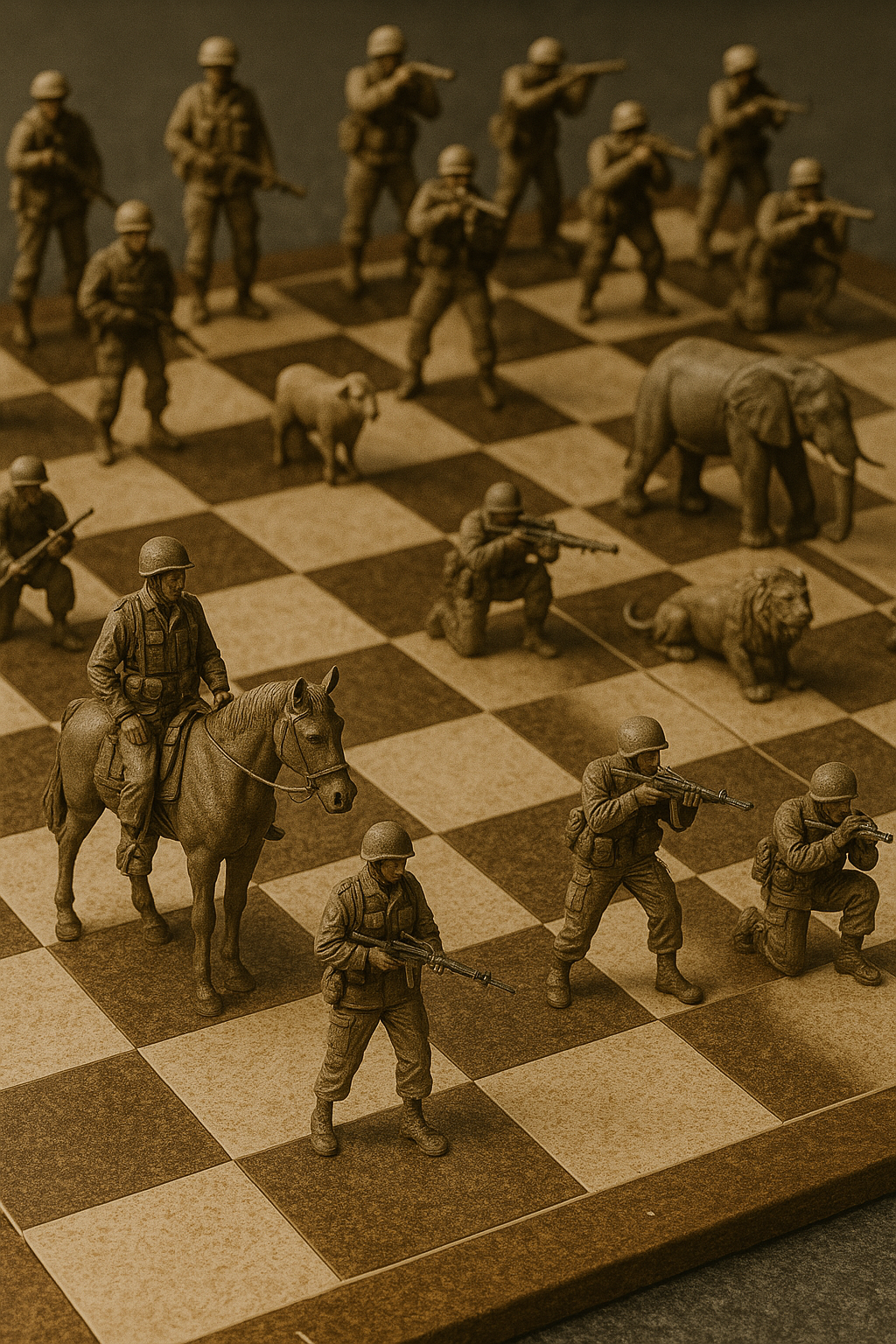 Military Chessboard Toy Soldiers Scene