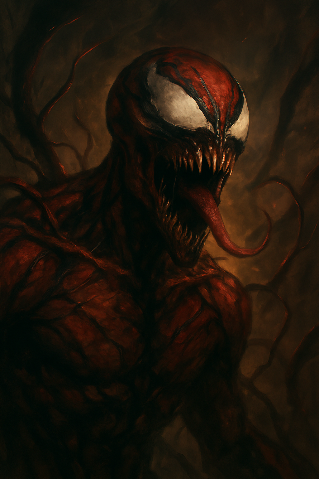 Red Symbiote Monster Dark Portrait