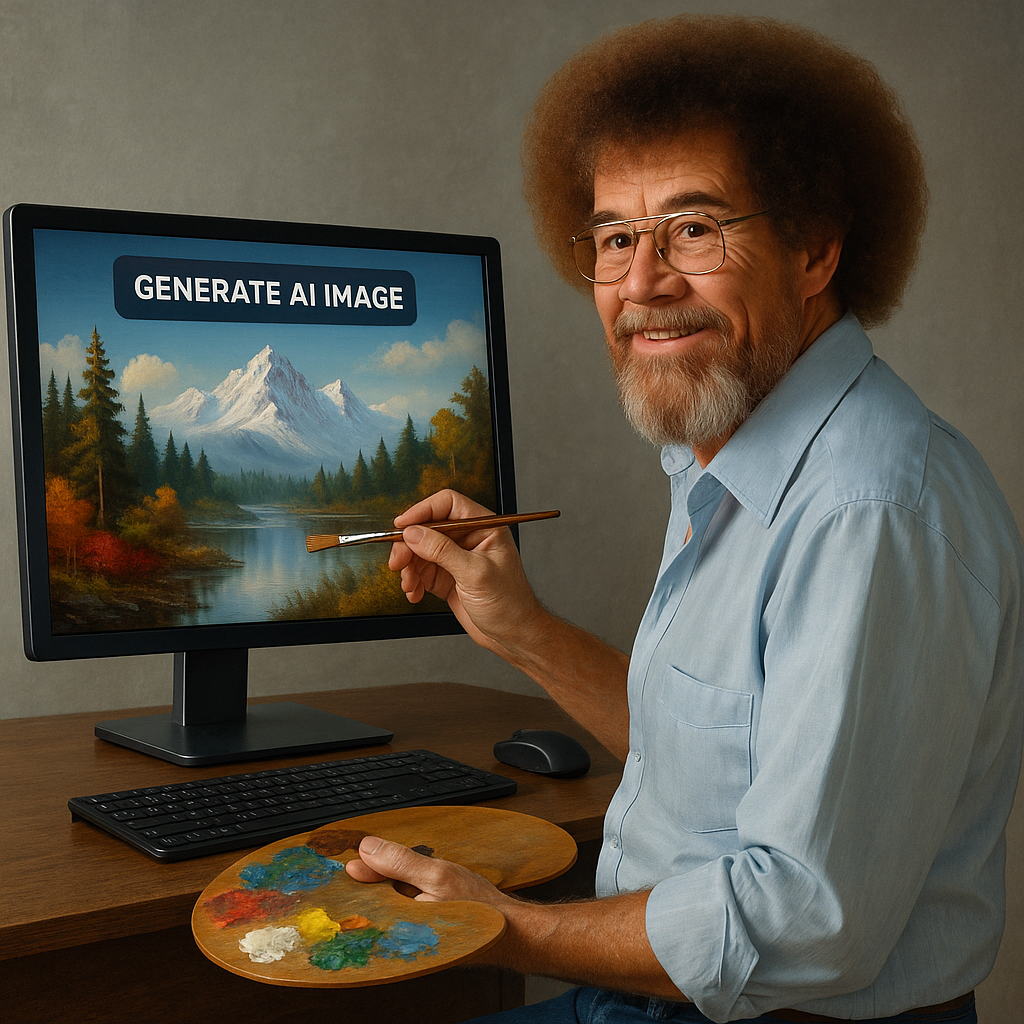 Bob Ross Generating Ai Art 1