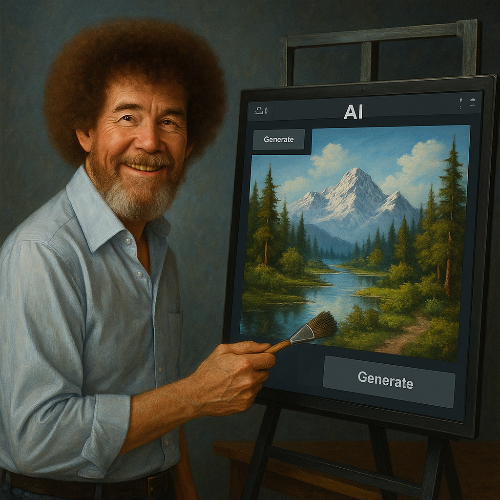 Bob Ross Generating Ai Art 2