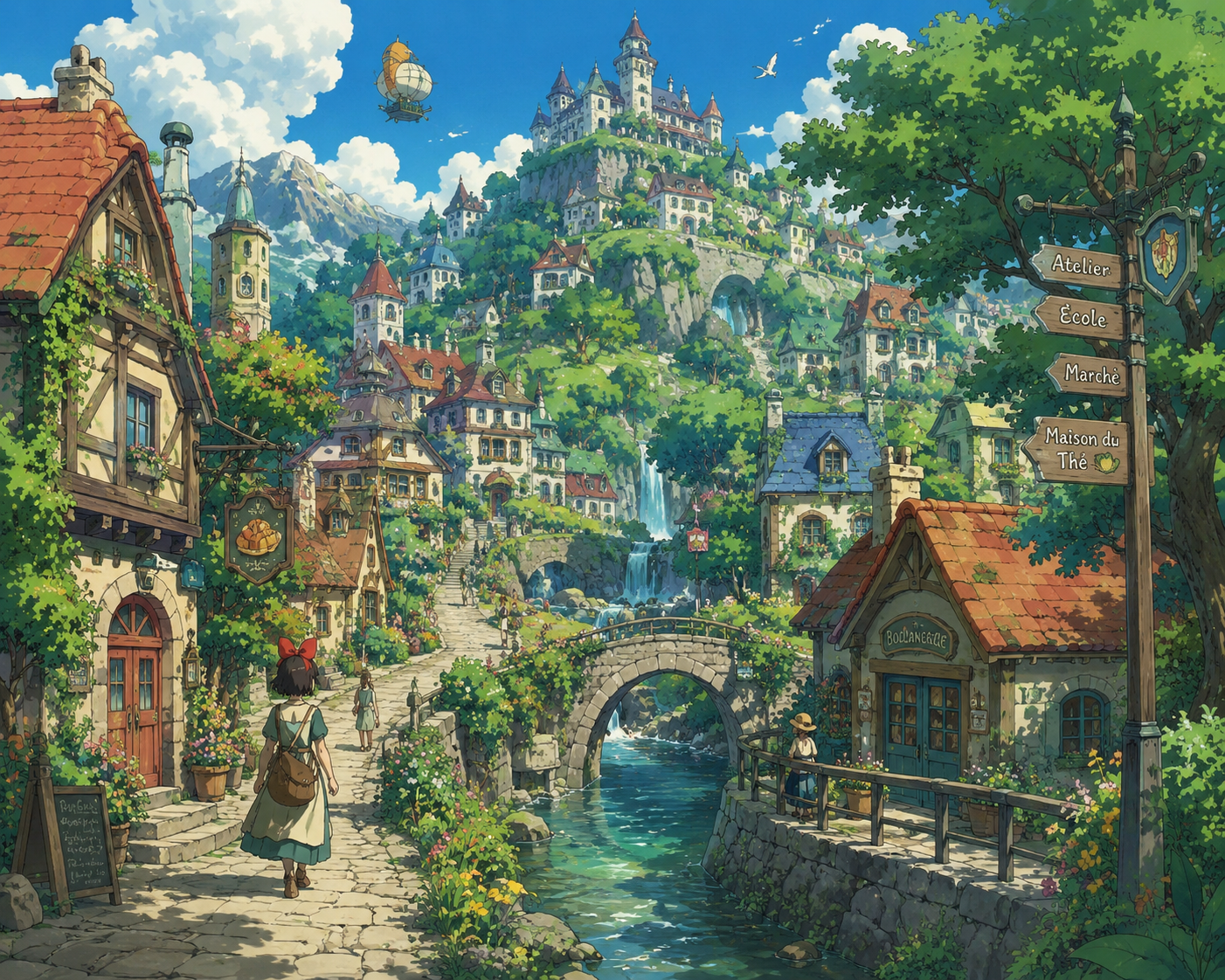 Fantasy Village Hilltop Castle River 1