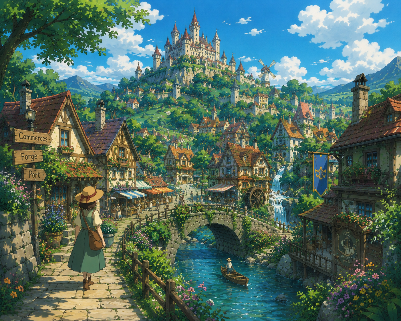 Fantasy Village Hilltop Castle River 3