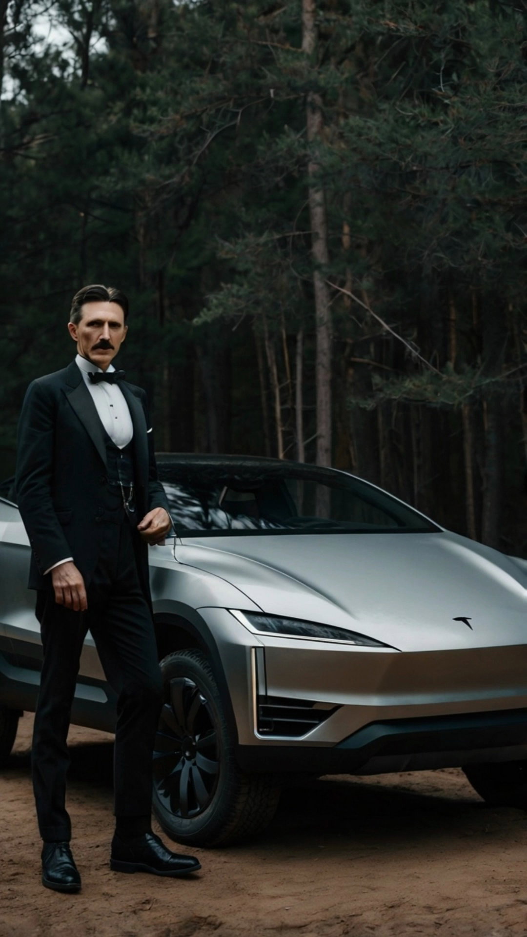 Nikola Tesla Walking Around Tesla Car Video 2 Thumbnail