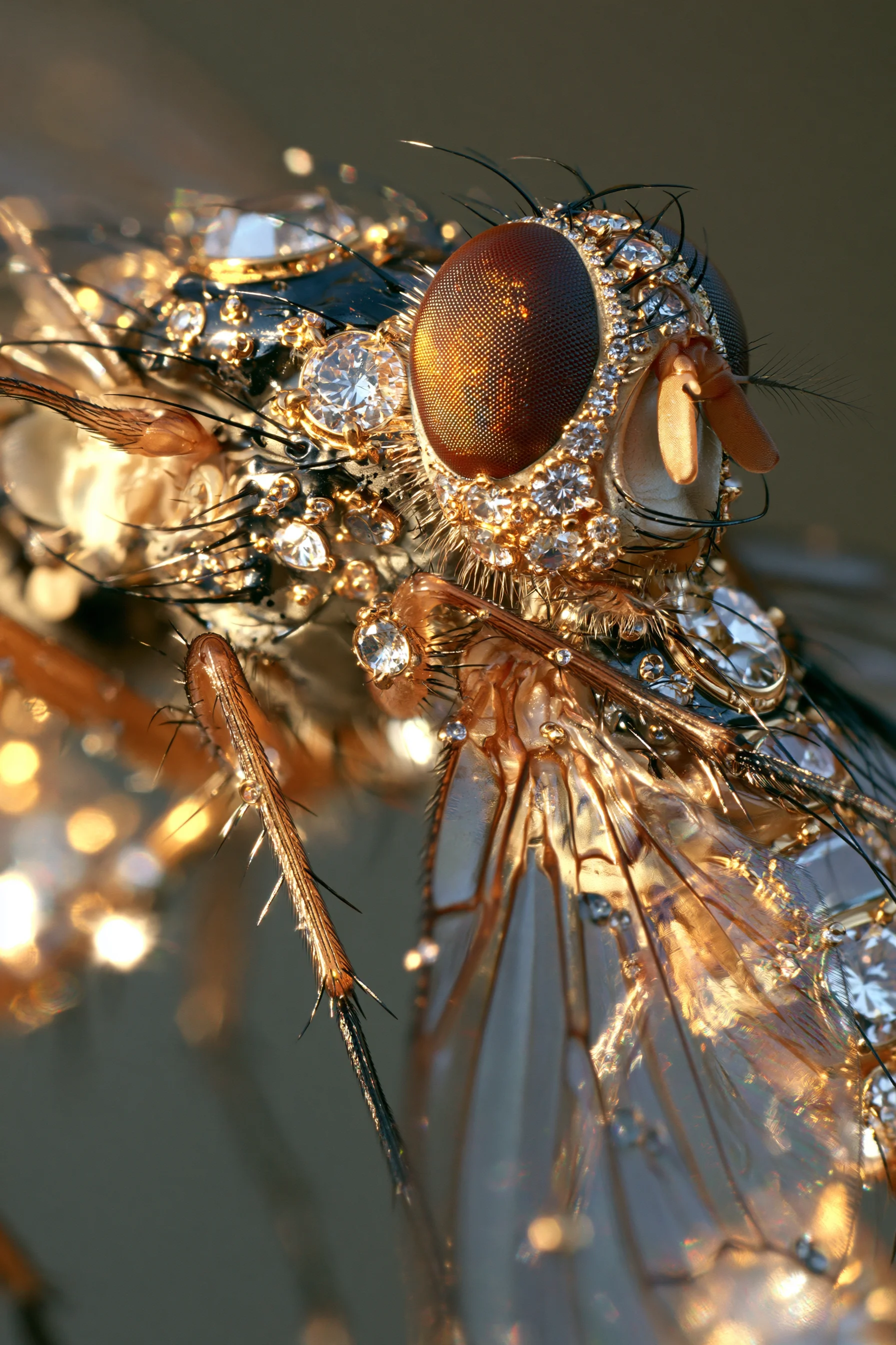 Jeweled Golden Housefly Diamond Macro 2