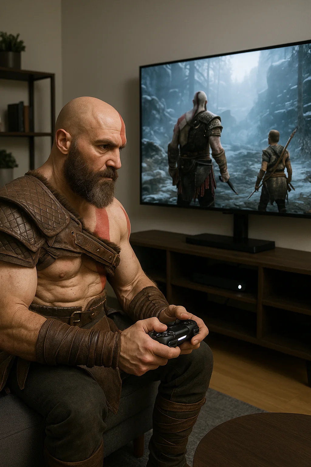 Kratos Playing God Of War Living Room 3